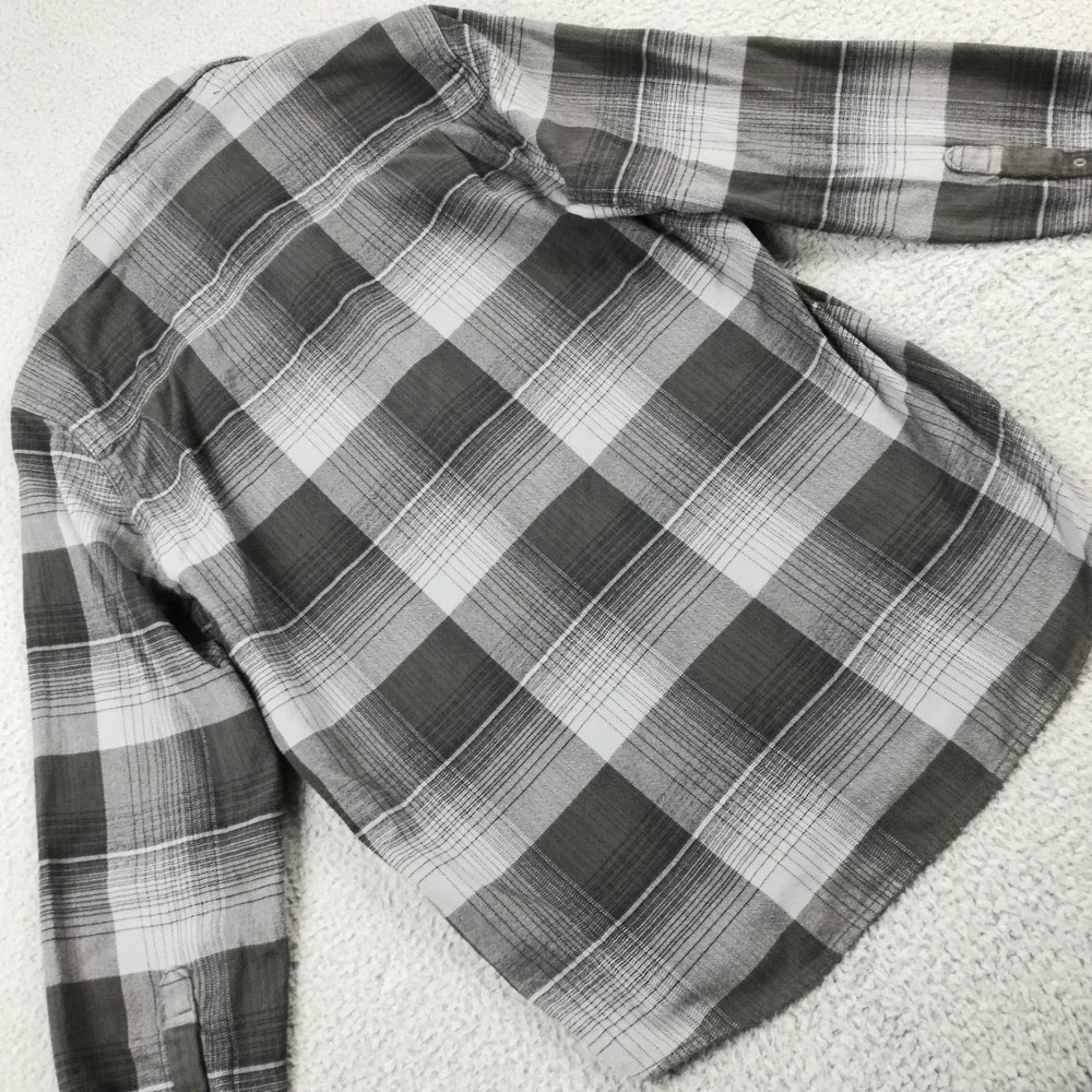 The North Face Mens Shirt Button Down Flannel Stayside Black Gray Plaid M